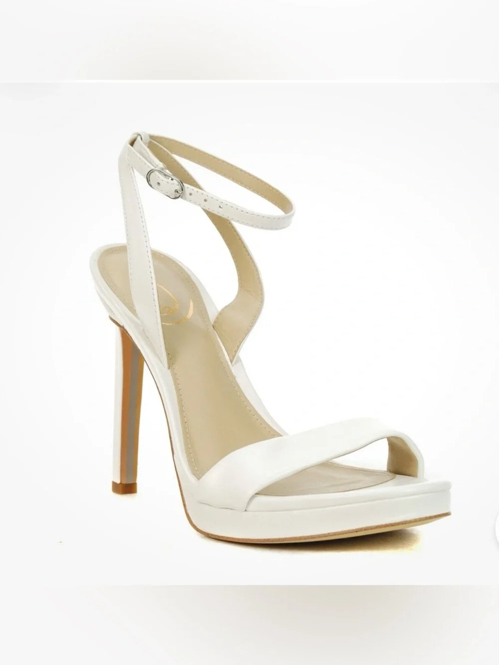 Sam Edelman White Ankle-Strap Stiletto Sandals